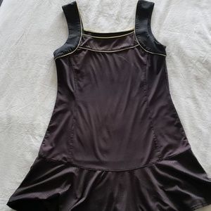 Black tennis dress with gold trim